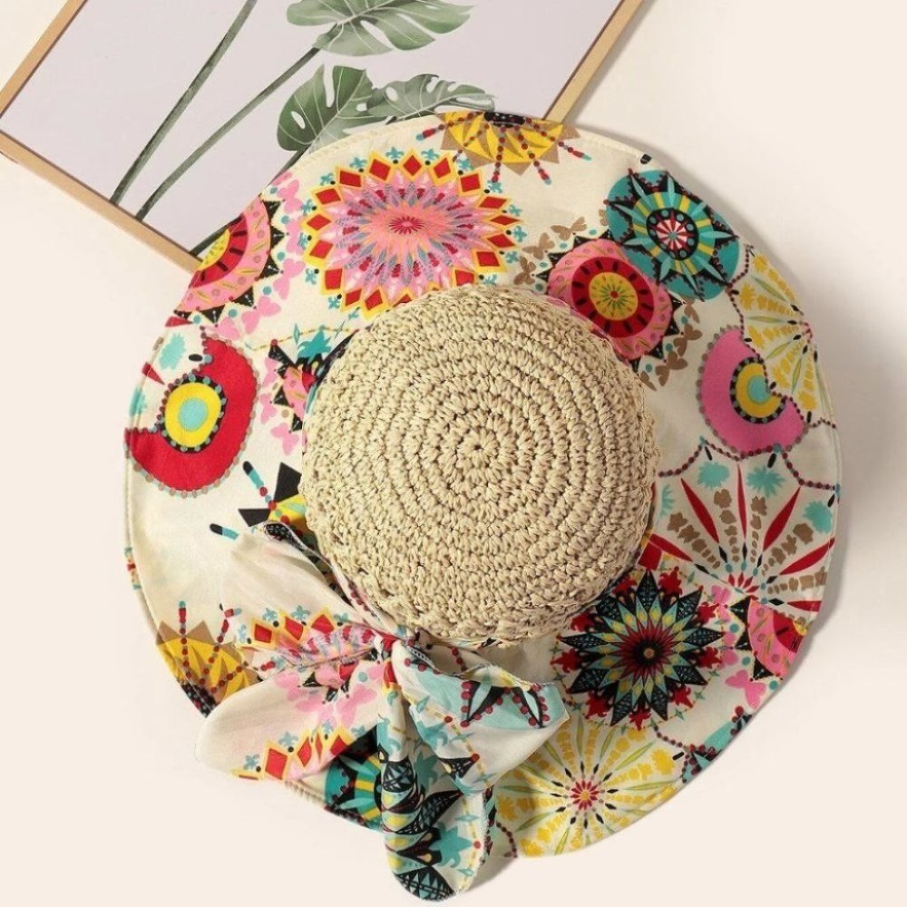 Floral Print Straw Hat - Picture 4 of 5